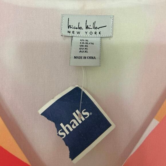 Nicole Miller New Pink Multi Color Pleated Mini Dress Summer Vibrant Party XL - Picture 14 of 16